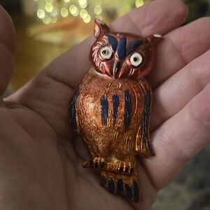 Owl Brooch Enamel Vintage Made In Germany